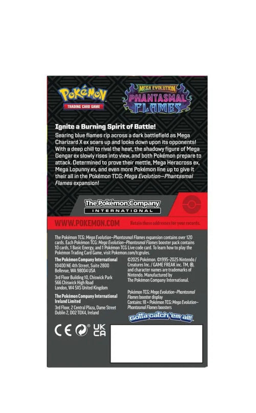 Pokémon TCG: Mega Evolution—Phantasmal Flames Booster Display (18 Booster Packs)